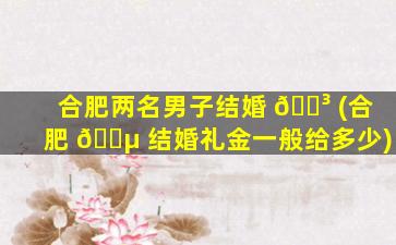 合肥两名男子结婚 🌳 (合肥 🌵 结婚礼金一般给多少)